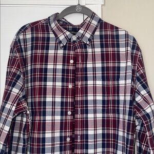J. Crew Men’s Maroon and Blue plaid shirt casual or dress